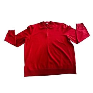 Coofandy orange red quarter zip long sleeved sweater, elastic trim, silver, 3XL.